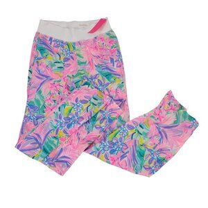 Lilly Pulitzer S Beach Palazzo Pants Tropical Floral Print Multi-Color Cotton